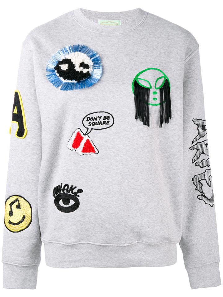 Aries - Patch Embroidered Sweatshirt - Women - Cotton/polyester - 2, Grey, Cotton/polyester