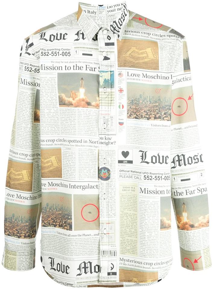 Love Moschino Newspaper Print Shirt