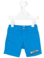 Moschino Kids - Embroidered Logo Shorts - Kids - Cotton/spandex/elastane - 9-12 Mth, Blue