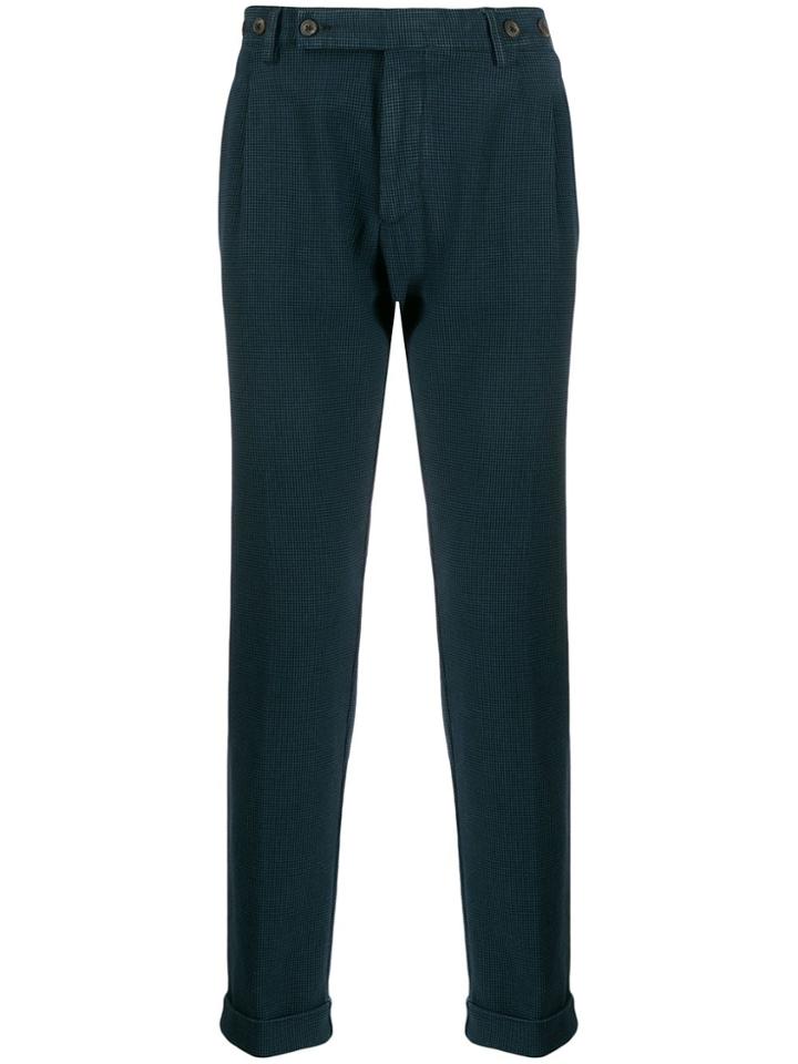 Berwich Check-print Tapered Trousers - Blue