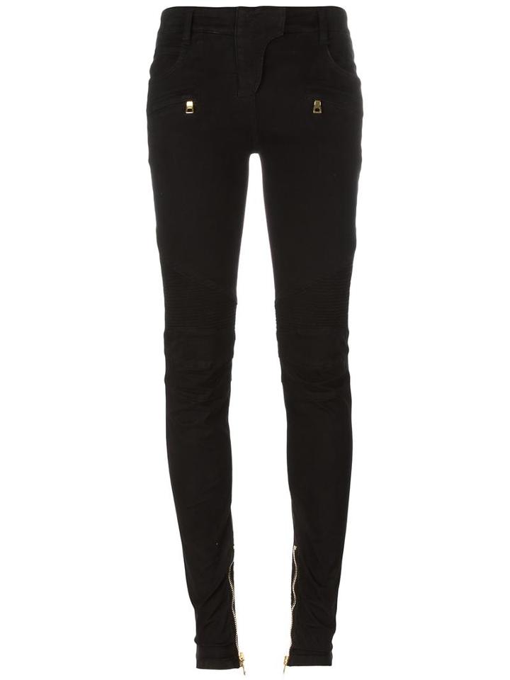 Balmain Biker Jeans, Women's, Size: 36, Black, Cotton/polyester/spandex/elastane