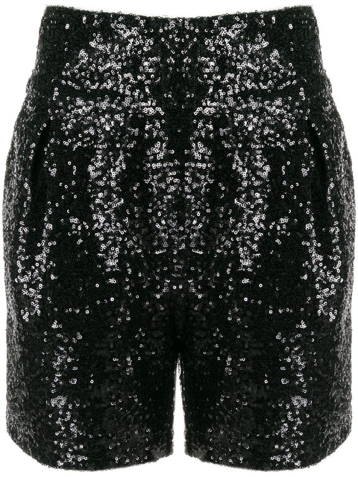 In The Mood For Love High-waisted Sequin Shorts - Black