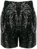 In The Mood For Love High-waisted Sequin Shorts - Black