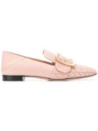 Bally Embossed Buckle Loafers - Pink