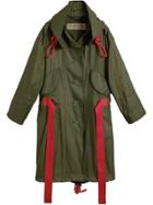 Burberry Tape Detail Showerproof Hooded Parka - Green