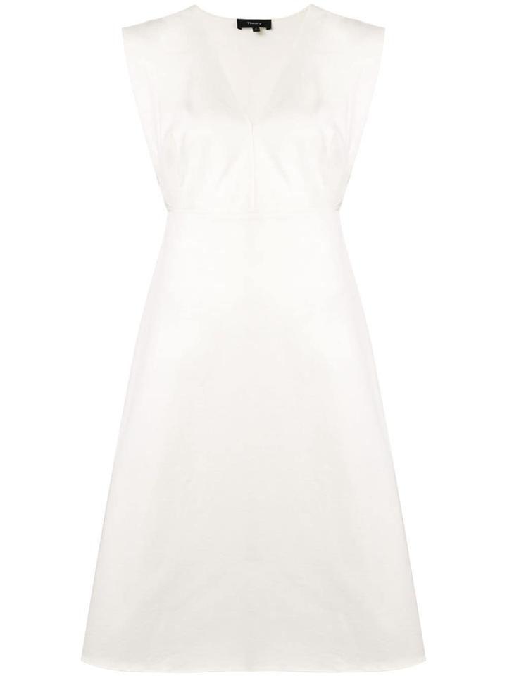 Theory V-neck Midi Dress - White
