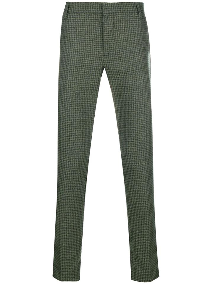 Entre Amis Houndstooth Patterned Trousers - Green