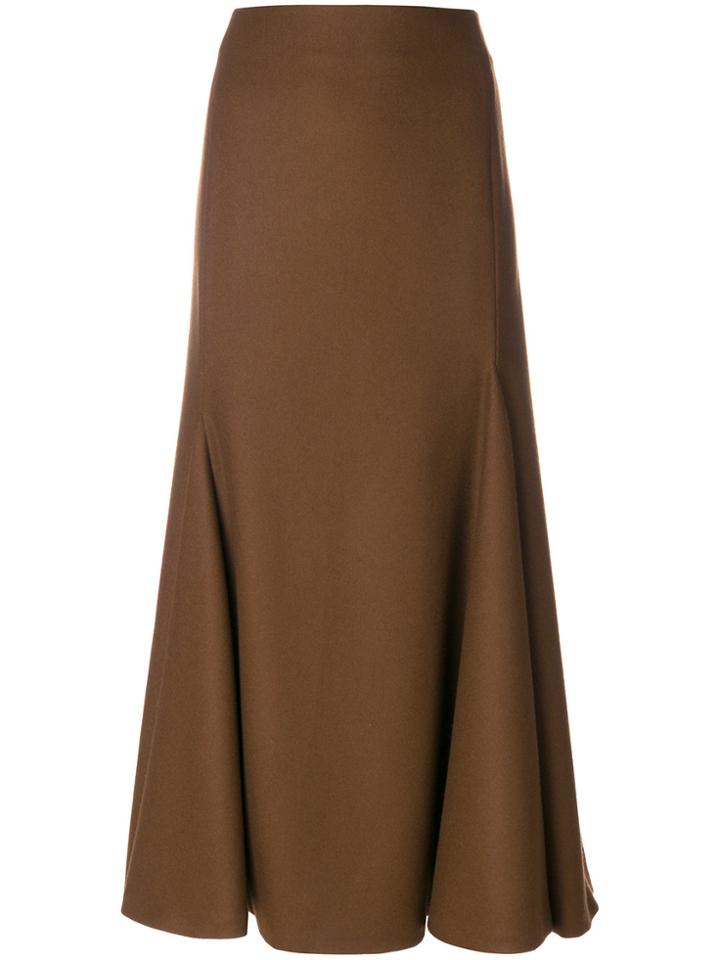 Jil Sander Midi A-line Skirt - Brown