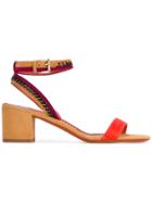 Santoni Block Heel Sandals - Yellow & Orange