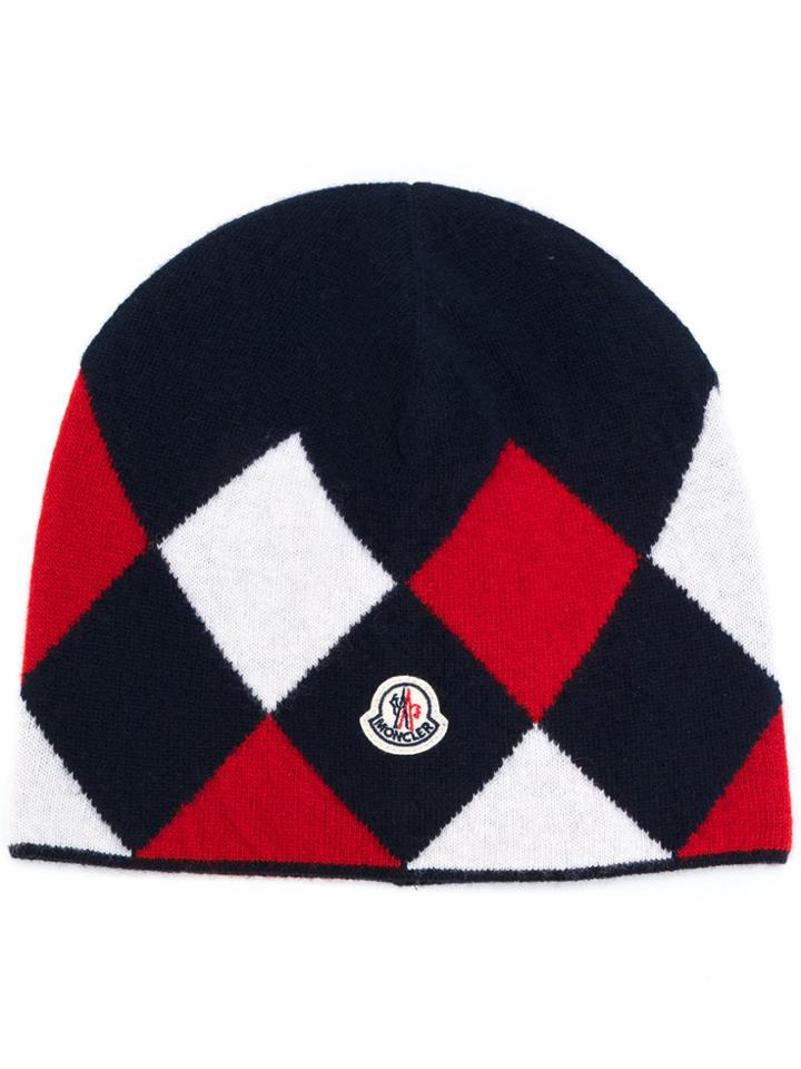 Moncler Argyle Beanie Hat - Blue