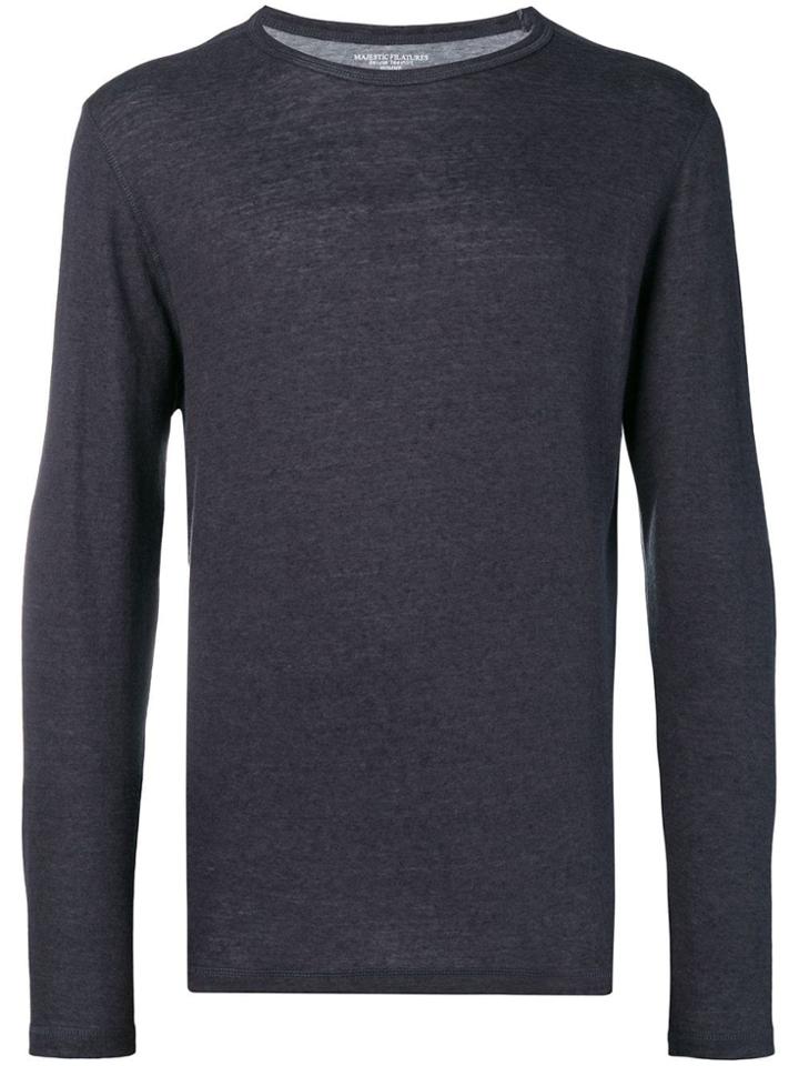 Majestic Filatures Round Neck Fine Knit Top - Grey