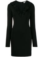 Red Valentino Ruffle Collar Mini Dress - Black