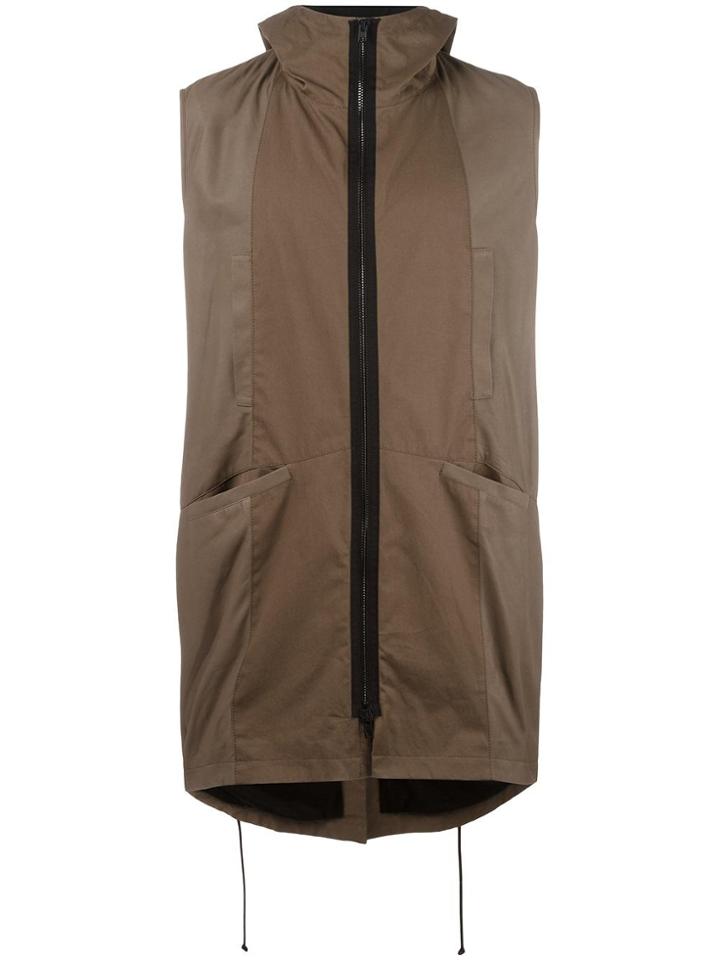 Isabel Benenato Zipped Sleeveless Coat - Green