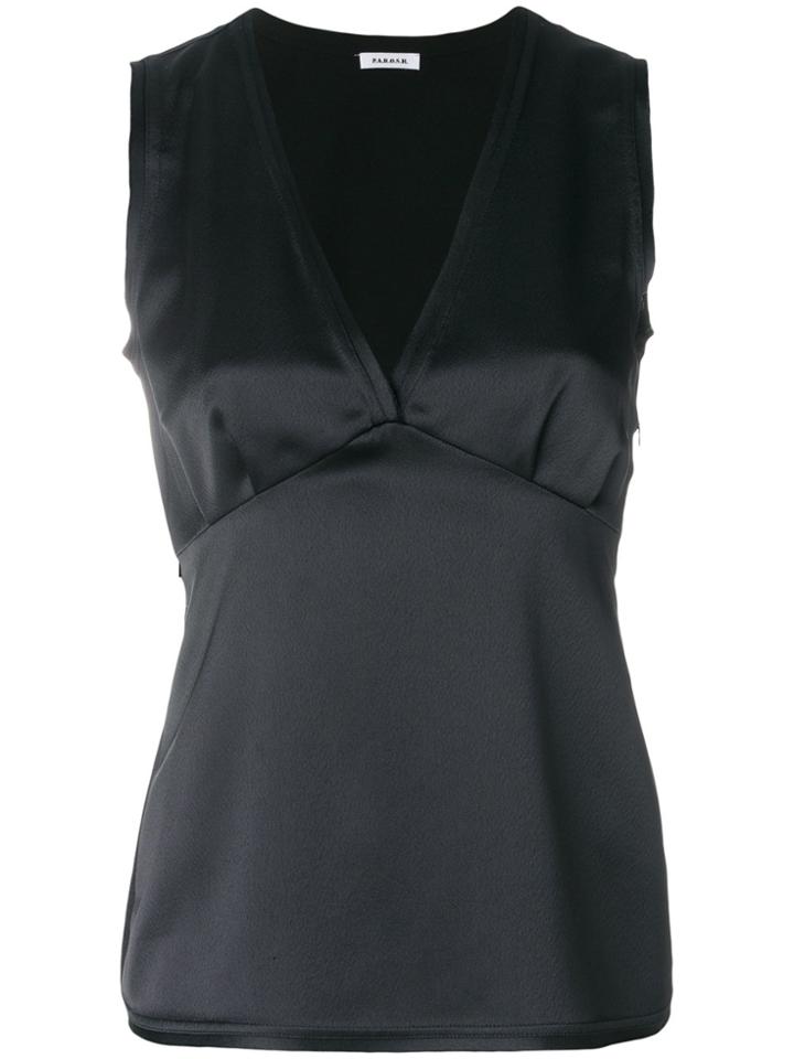 P.a.r.o.s.h. V-neck Tie Back Blouse - Black