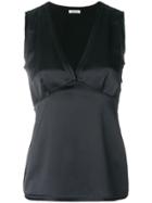 P.a.r.o.s.h. V-neck Tie Back Blouse - Black