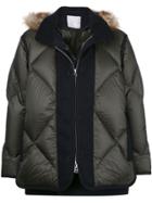 Sacai Quilted Panel Down Jacket - Green