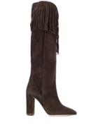 Paris Texas Fringed Knee High Boots - Brown