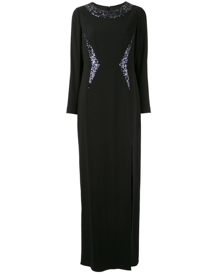 Paule Ka Sequinned Panel Gown - Black