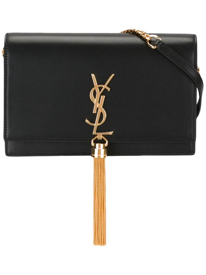 Saint Laurent Kate Monogram Chain Wallet - Black