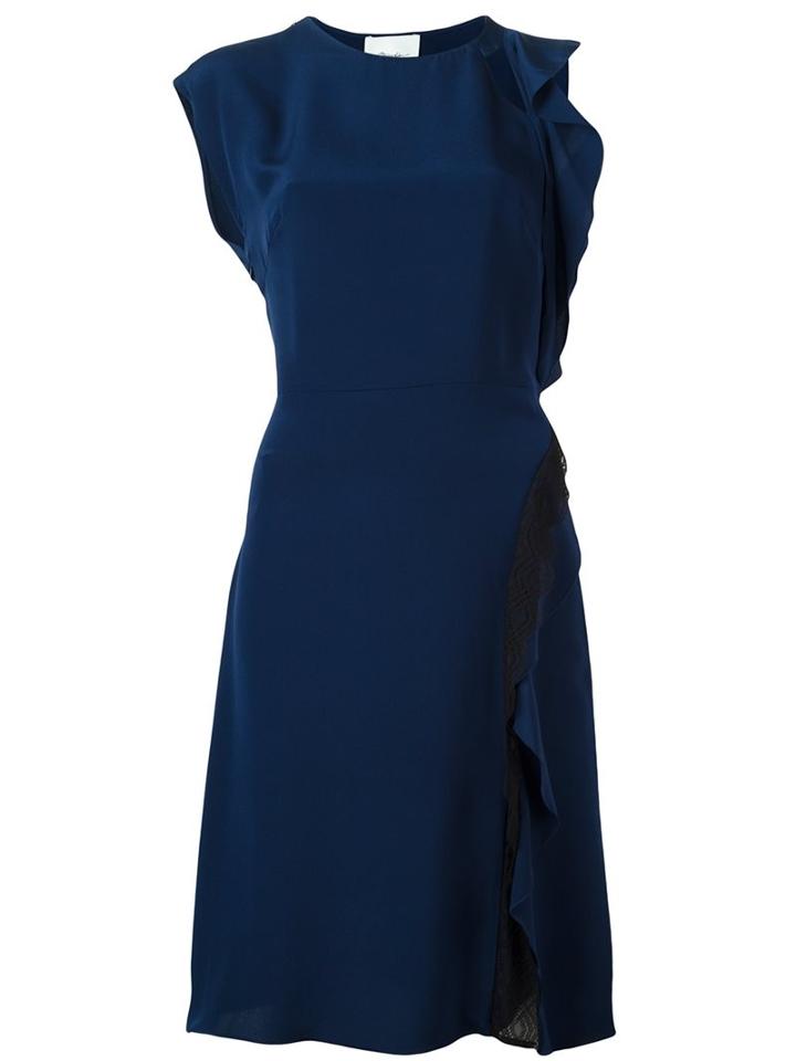 3.1 Phillip Lim Ruffled Midi Dress, Women's, Size: 6, Blue, Silk/polyamide/polyurethane