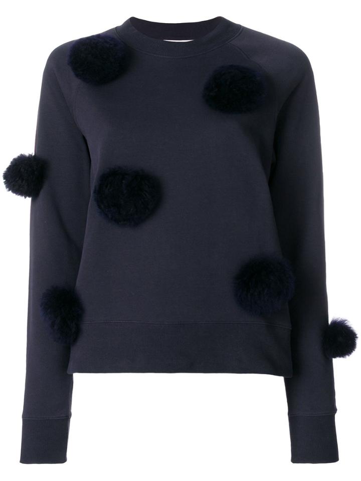 Tibi Cropped Pom Pom Sweatshirt - Blue