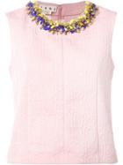 Marni Embellished Collar Top, Women's, Size: 40, Pink/purple, Nylon/polyester