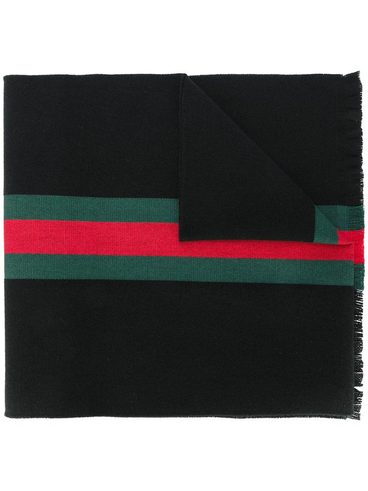 Gucci - Web Scarf - Men - Silk/cashmere/wool - One Size, Black, Silk/cashmere/wool