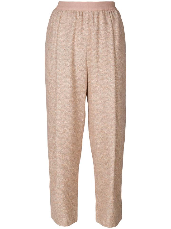 Agnona - Elasticated Trousers - Women - Silk/cotton/polyamide/alpaca - 44, Pink/purple, Silk/cotton/polyamide/alpaca