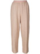 Agnona - Elasticated Trousers - Women - Silk/cotton/polyamide/alpaca - 44, Pink/purple, Silk/cotton/polyamide/alpaca