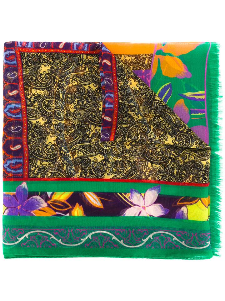 Etro - Hindu Print Scarf - Women - Silk - One Size, Women's, Yellow/orange, Silk