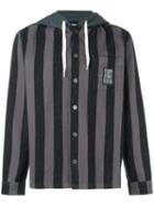 Stussy Buttoned Striped Hoodie, Men's, Size: Large, Black, Cotton