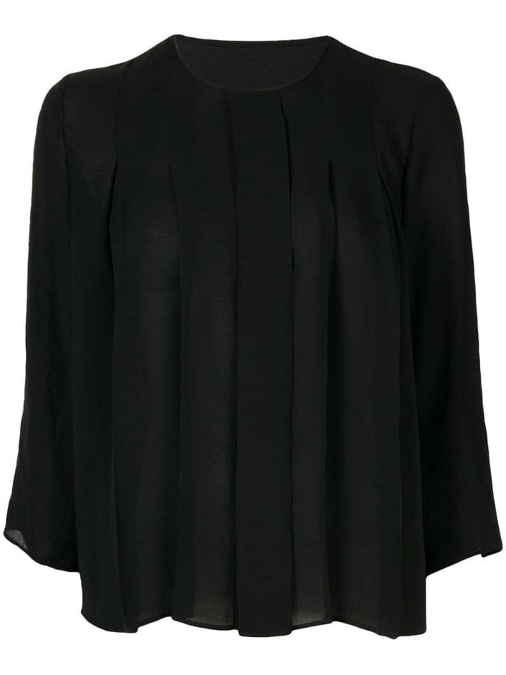 Knott Pleated Front Blouse - Black