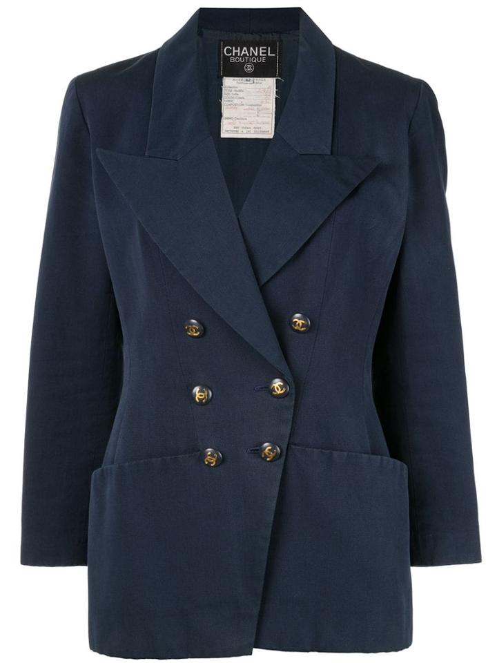 Chanel Pre-owned Cc Logos Long Sleeve Jacket - Blue