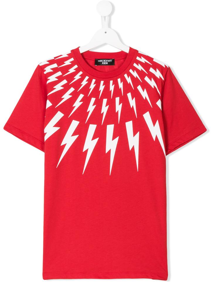 Neil Barrett Kids Teen Lightning Bolt T-shirt - Red