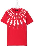 Neil Barrett Kids Teen Lightning Bolt T-shirt - Red