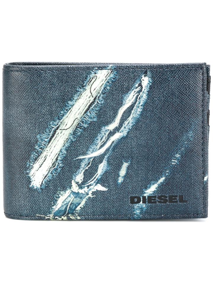 Diesel Neela Xs Denim Print Wallet - Blue
