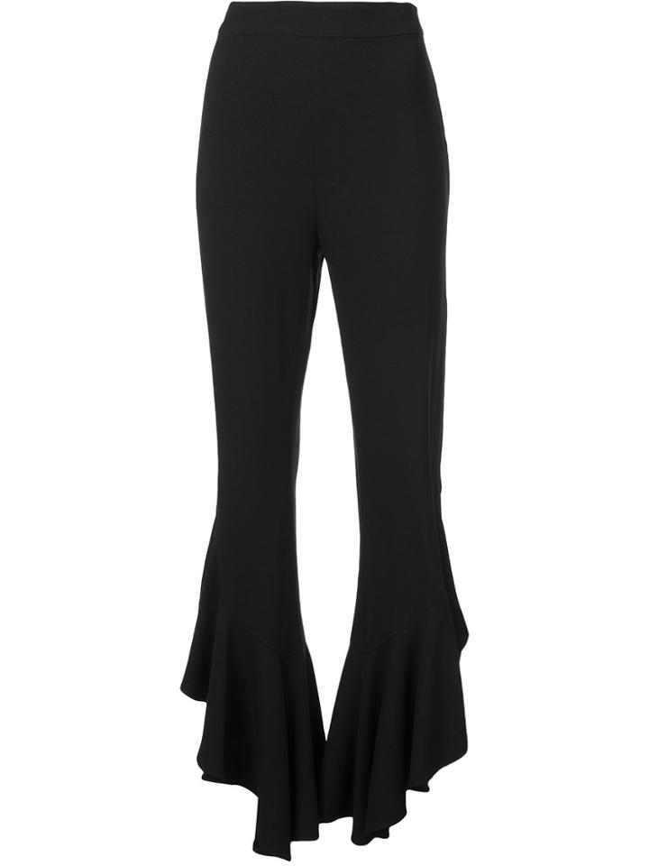 Josie Natori Flared Ruffle Trousers - Black