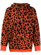 R13 Leopard-intarsia Hoodie - Orange