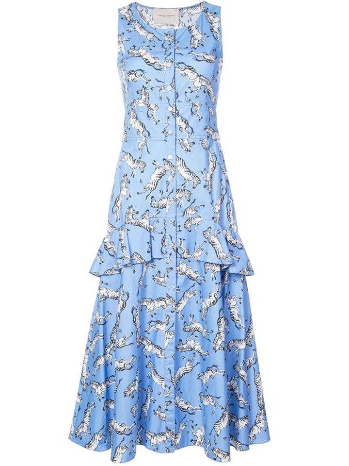 Carolina Herrera Zebra Print Layered Dress - Blue