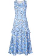 Carolina Herrera Zebra Print Layered Dress - Blue