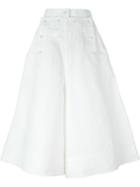 Sacai High Waist Culottes, Women's, Size: 3, White, Cotton/linen/flax