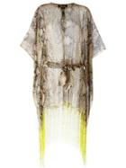 Roberto Cavalli Fringed Snakeskin Print Kaftan