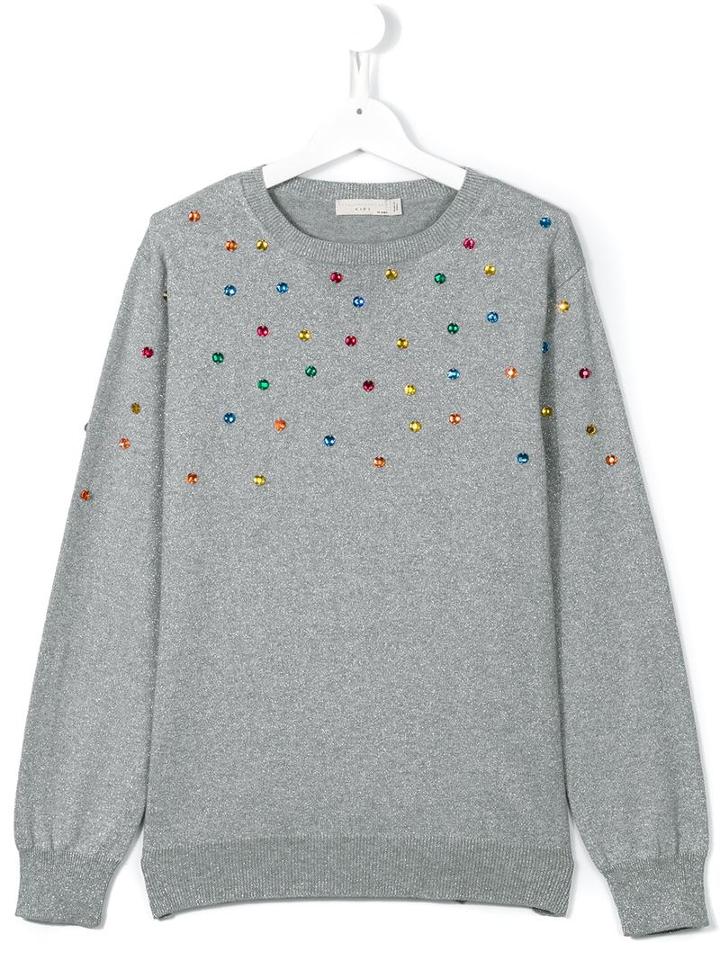 Stella Mccartney Kids Stud Embellished Jumper, Girl's, Size: 14 Yrs, Grey