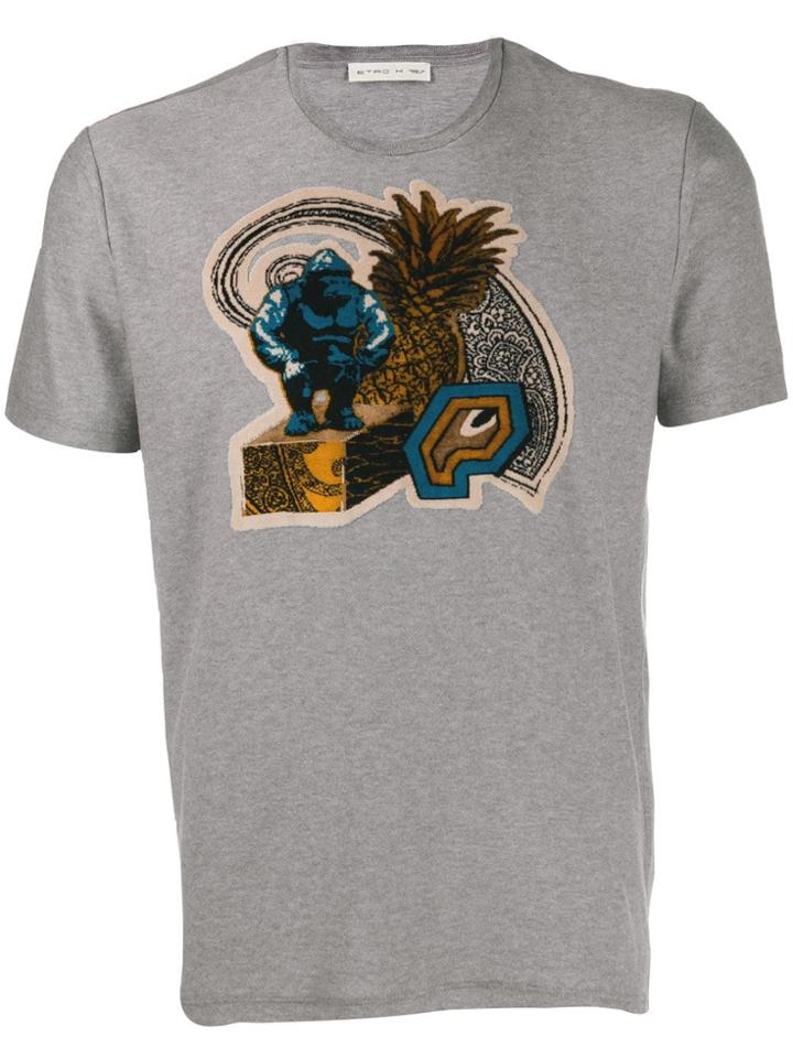 Etro Chest Patch T-shirt - Grey