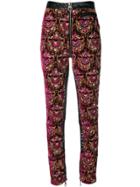 Almaz Embroidered Skinny Trousers - Pink & Purple