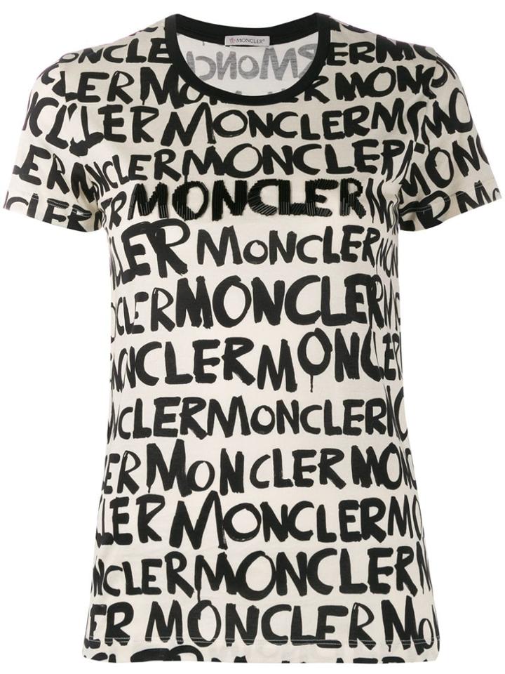 Moncler Logo Printed T-shirt - Black