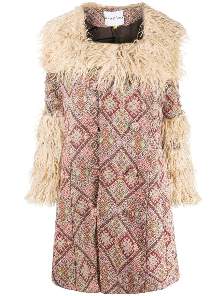 House Of Sunny Faux-fur Collar Coat - Neutrals