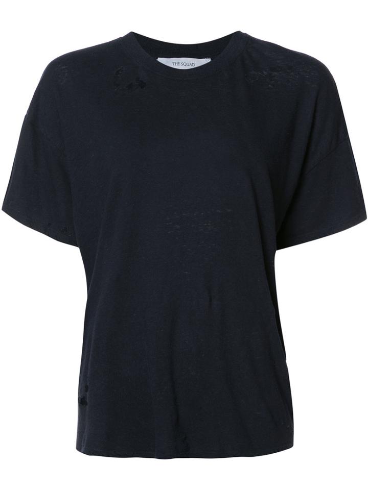 The Squad Distressed Boxy T-shirt, Size: Xs, Blue, Cotton