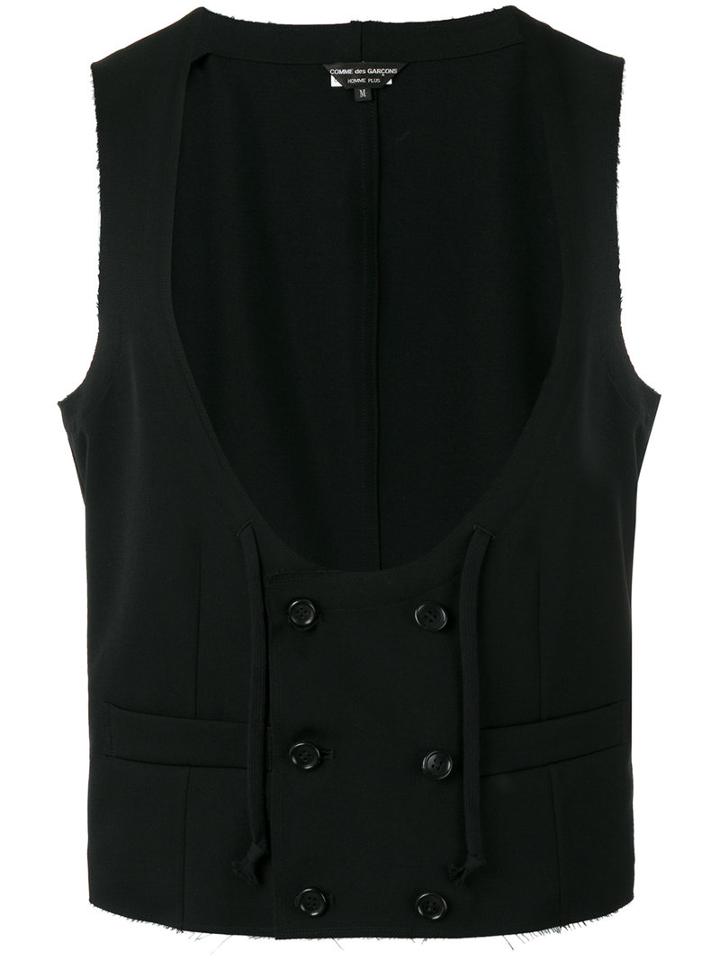 Comme Des Garçons Homme Plus Scoop Neck Waistcoat, Men's, Size: Medium, Black, Wool