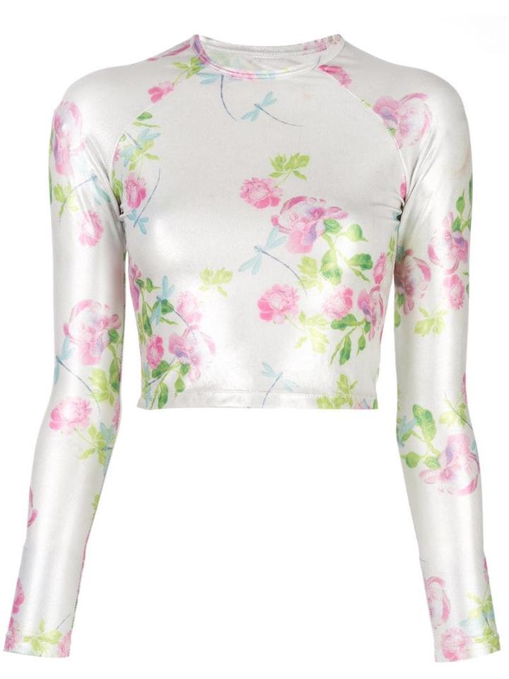 Cynthia Rowley Sasha Metallic Rose Rashguard - Silver